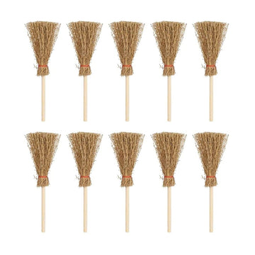 10Pcs Mini Brooms, Witch Straw Brooms, Brooms Accessories Props Miniature Artificial, Furniture Mini Furniture Halloween Decoration Accessory