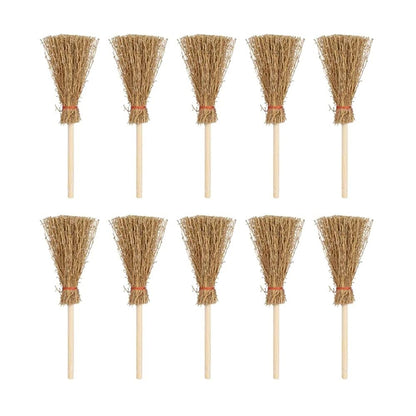 10Pcs Mini Brooms, Witch Straw Brooms, Brooms Accessories Props Miniature Artificial, Furniture Mini Furniture Halloween Decoration Accessory