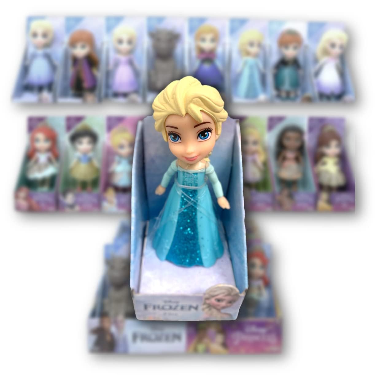 Amarina Packed in Clear Box for Gift Frozen Mini Poseable 3.5'' Doll Choose from All 14 Style Frozen Characters (ELSA Aqua)