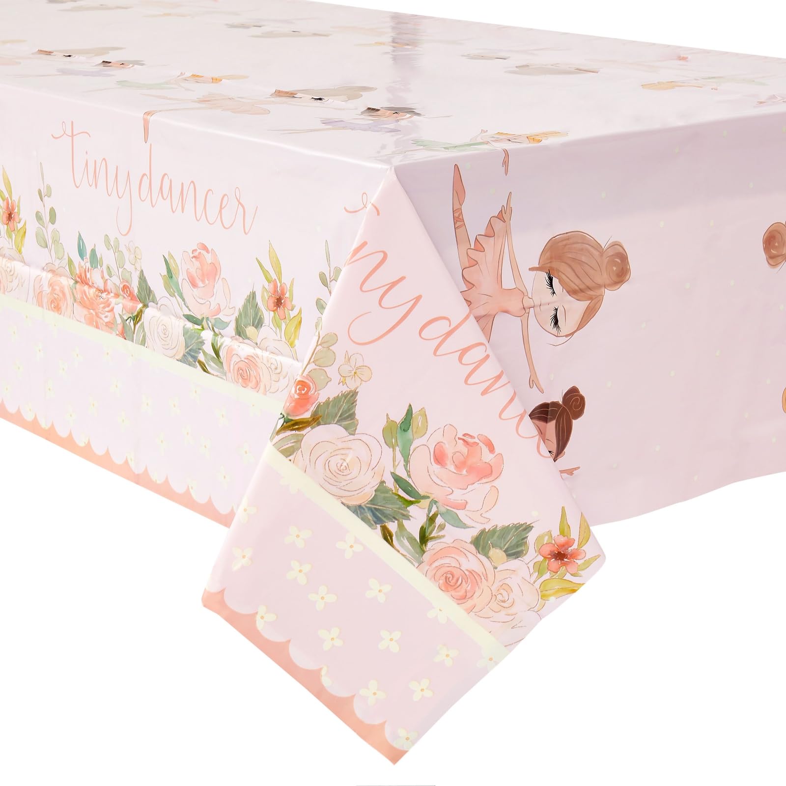 Blue Panda Tiny Dancer Tablecloths - 3 Pack, Pink, 54 x 108 in, Plastic - Birthday Table Cover for Party & Baby Shower Decoration