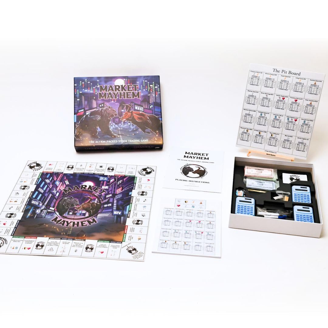 Flyer Brothers Market Mayhem | The Action Packed Stock Trading Board Game | 2-4 Players | 90 Minutes