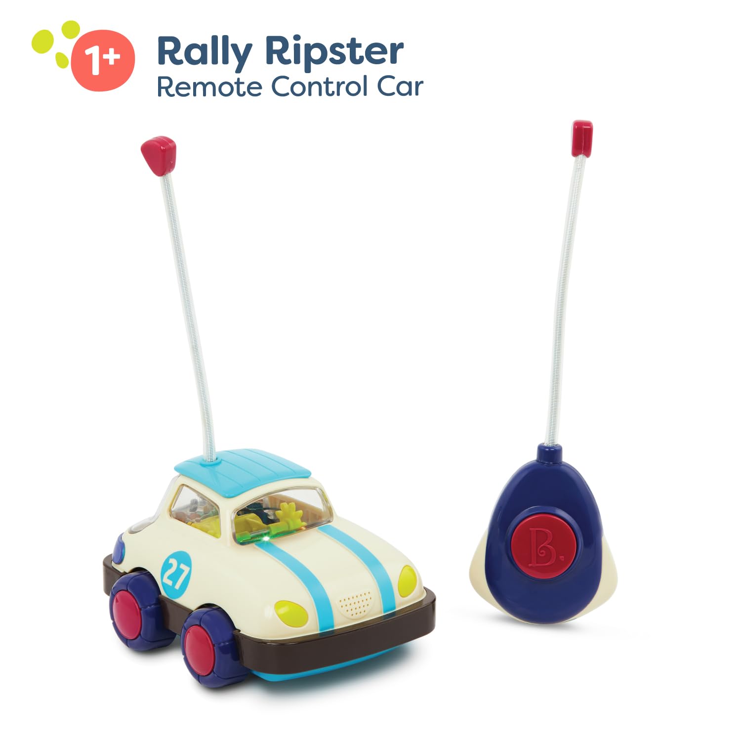 B. toys Rally Ripster RC Car for Toddlers, Light-Up Remote Vehicle