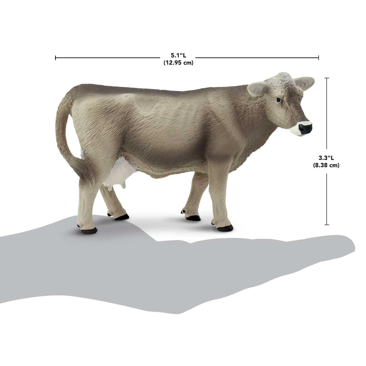 Safari Ltd. Brown Swiss Cow Figurine - Detailed 5.25" Plastic Model Figure - Fun Educational Play Toy for Boys, Girls & Kids Ages 3+