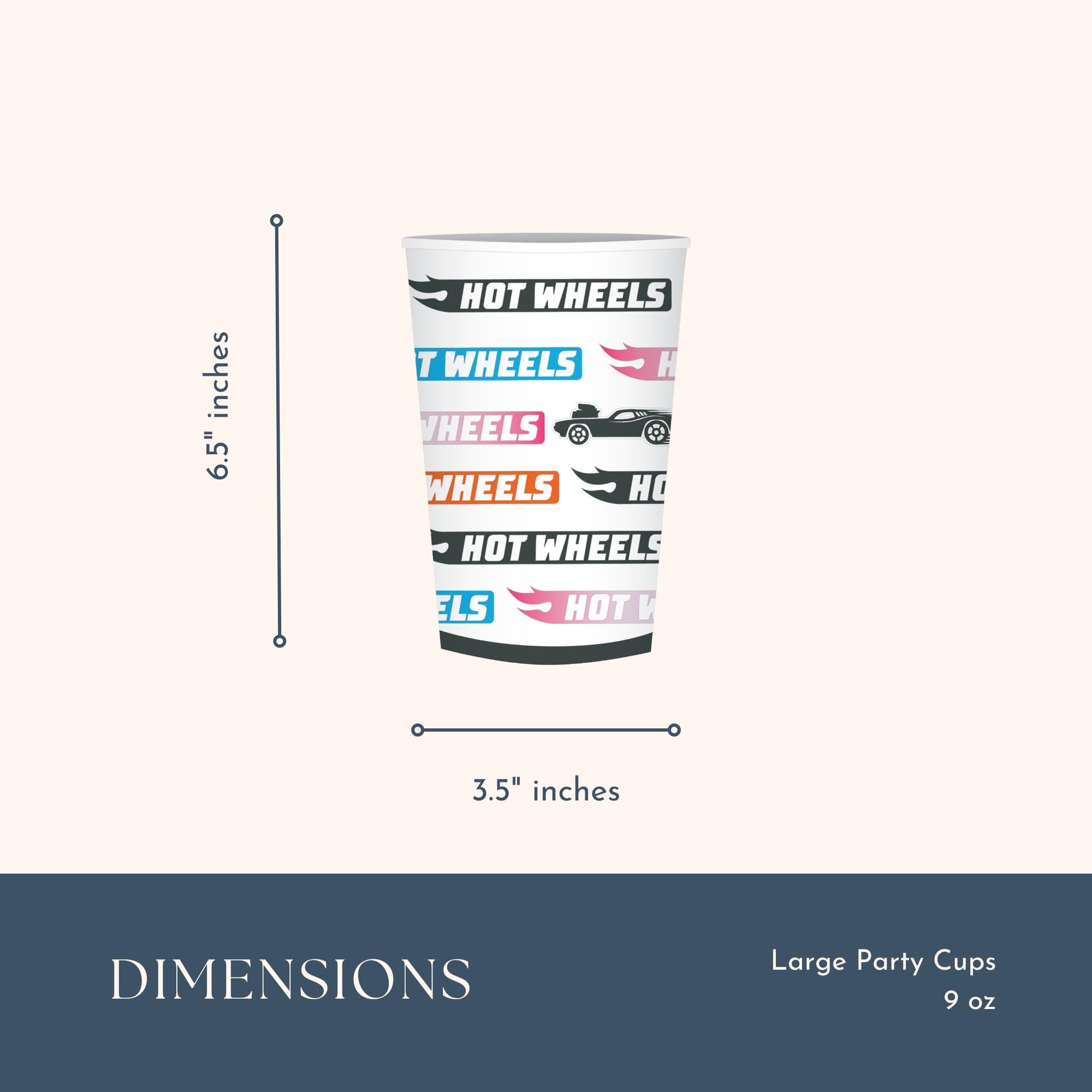 Bonjour Fete Hot Wheels™ Paper Party Cups | Disposable Cups for Birthday Parties, Kids' Celebrations, and Car-Themed Events | Premium Party Supplies