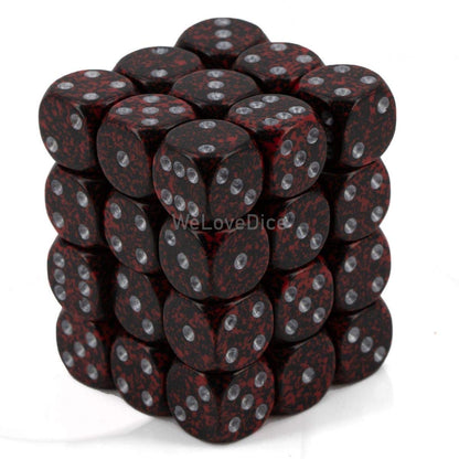 Chessex 12mm Speckled Silver Volcano Polyhedral Dice Set - Compatible with Dungeons & Dragons, Pathfinder & Other Tabletop RPGs - Includes 36 D6 Dice