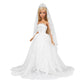 BARWA White Wedding Dress with Long Veil Evening Party Princess White Lace Gown Dress for 11.5 Inch Girl Doll