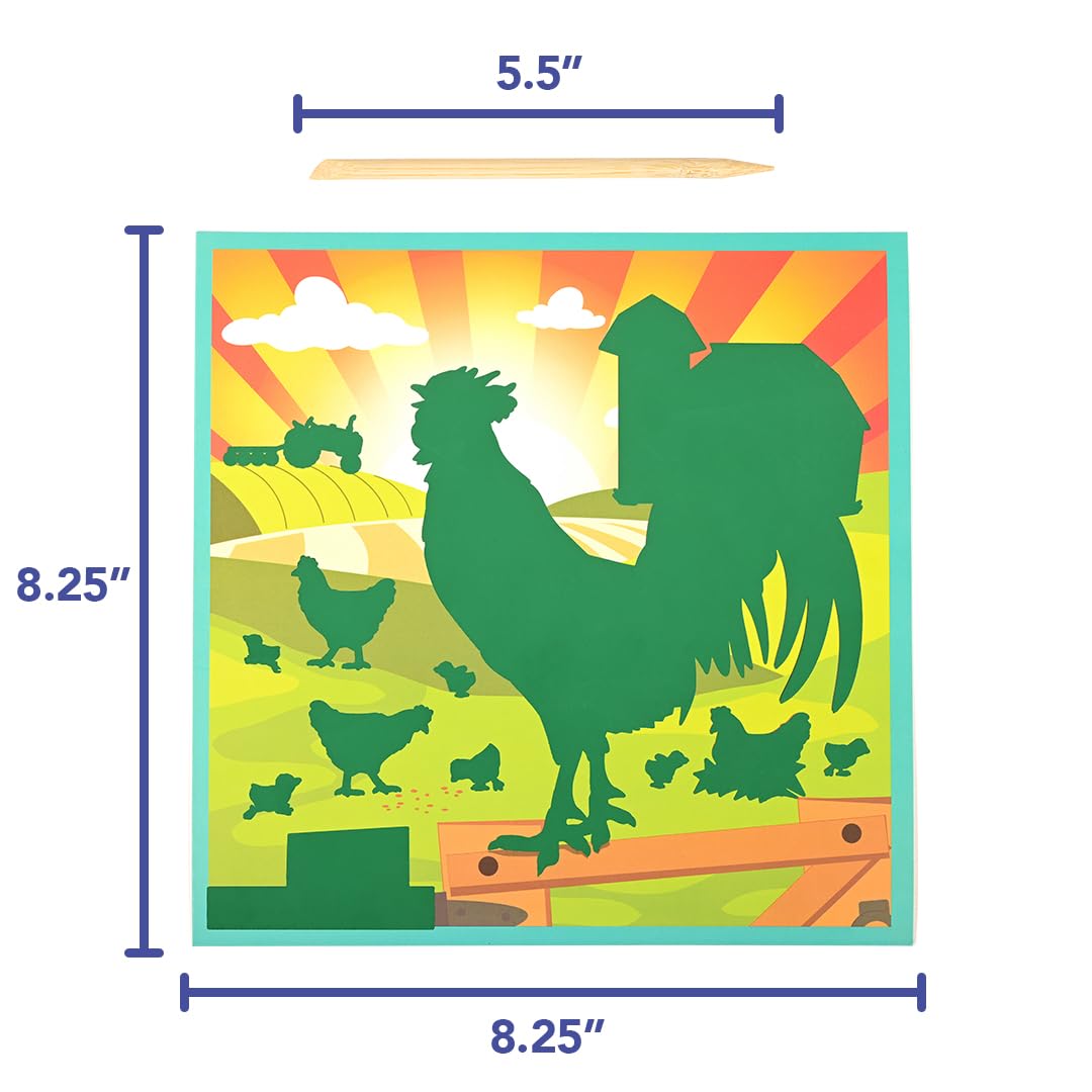 READY 2 LEARN Magic Scratch Paper - Farm - 10 Vibrant Scenes - Scratch Art for Kids - Reveal Colorful, Farmland Designs