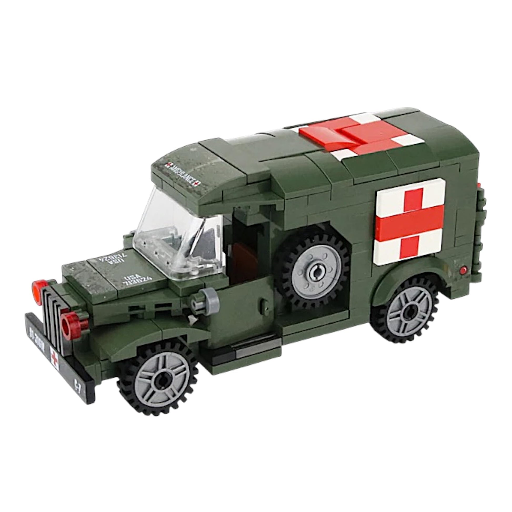 General Jim's Military Building Blocks US Army Ambulance WW2 (World War 2) Brick Building Vehicle - Military Ambulance Building Blocks Set for WWII or