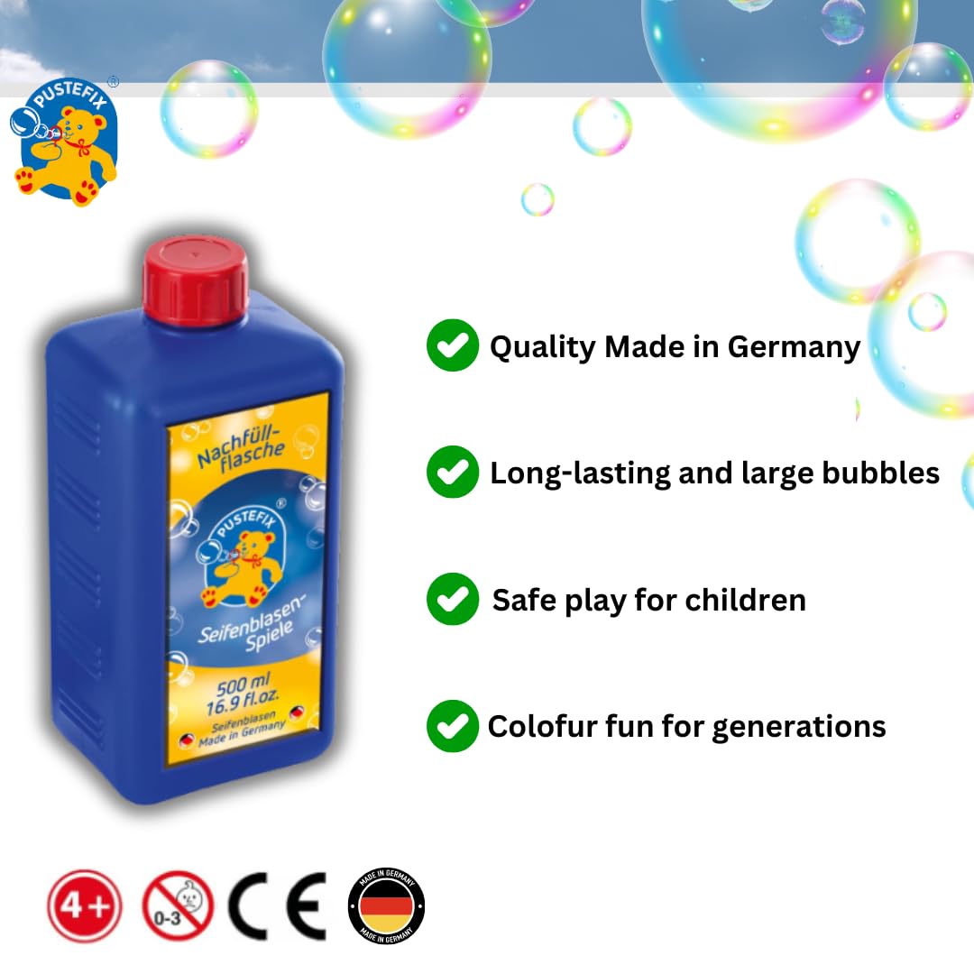 PUSTEFIX 16.9 oz Refill Bottle of Pustefix Liquid Bubble Blowing Soap Solution, Model: 505415
