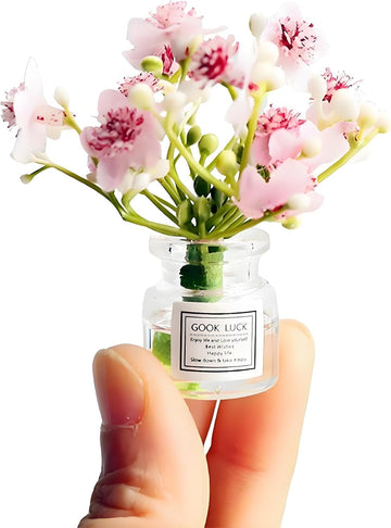 Miniature Flowers in Vase Set - 1:6 Scale Dollhouse Décor with Realistic Details, Tiny Floral Arrangements for Micro Landscape, Train Platform