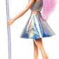 Barbie Careers Fashion Doll & Accessory, Pop Star with Pink Hair & Brown Eyes Wearing Iridescent Skirt with Microphone