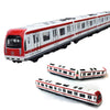 VANTIYAUS Train Modle, 4pcs Car Set Alloy City Rail Subway Train Model,1/64 Scale Alloy Subway/Car Model, Red White