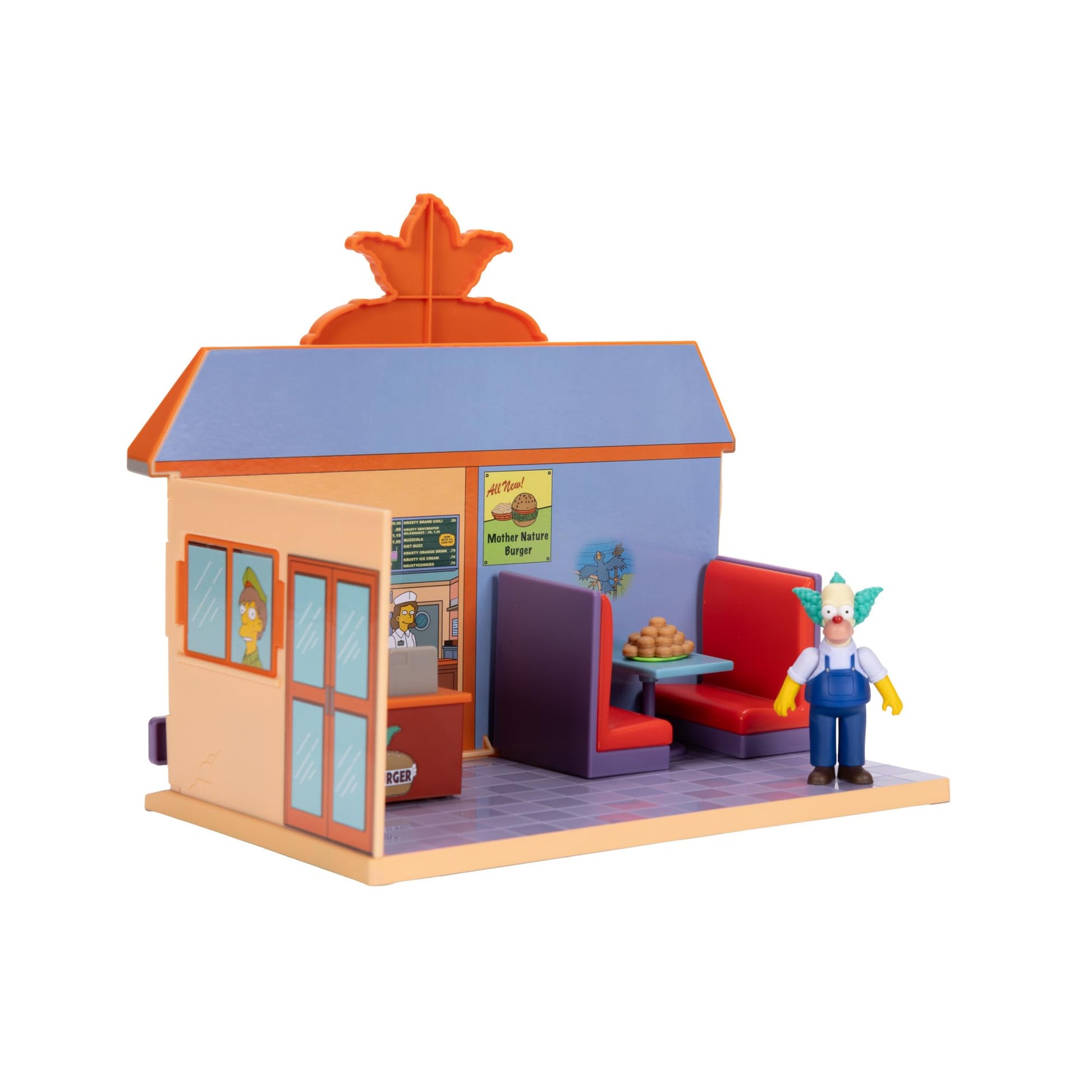 JAKKS Pacific The Simpsons Krusty Burger Diorama Playset, Includes One 2.5-Inch Scale Krusty the Clown Action Figure and Accessories