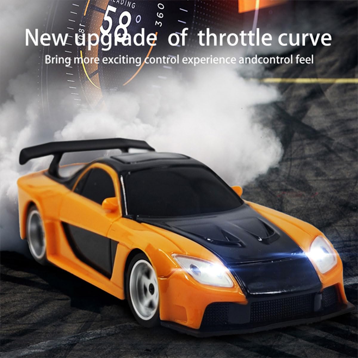 Aetheria 1/43 RC Drift Racing Car, 4WD Fully Proportional Mini Electric Race Vehicle with LED Lights Remote Control High Speed Car for Adult Outdoor