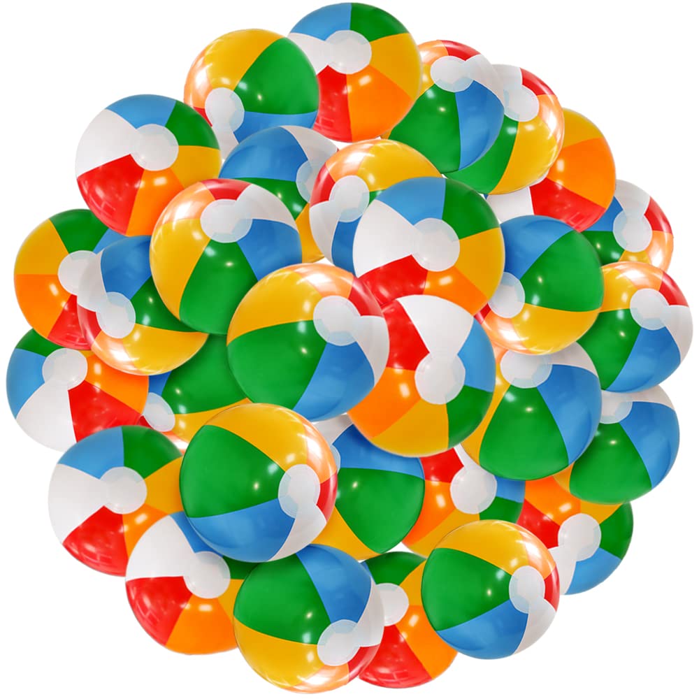 12'' Beach Balls for Kids: Inflatable Pool Ball Bulk Party Favors (30 Pack)