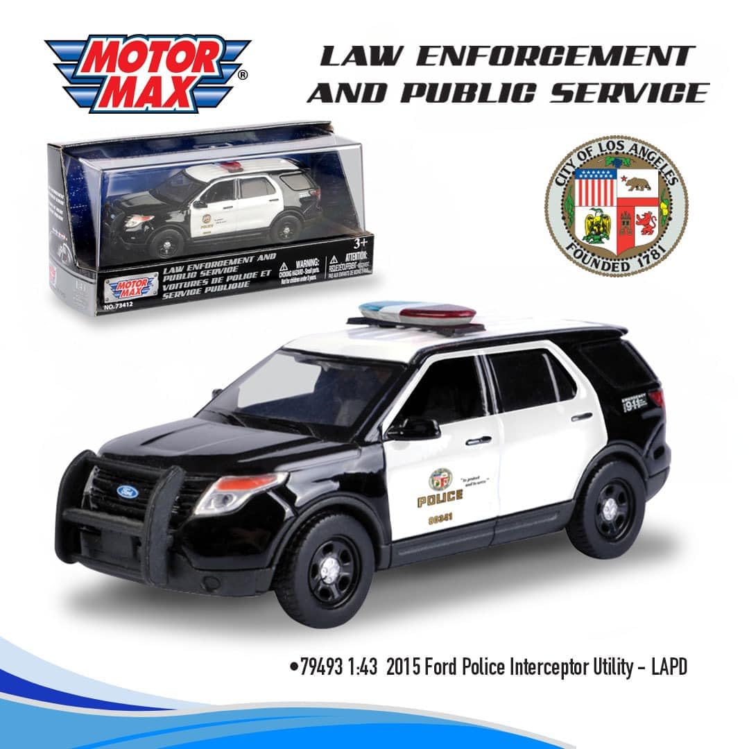 Motormax 2022 Ford Police Interceptor Utility LAPD (Los Angeles Police Department) Black and White Law Enforcement and Public Service Series 1/43