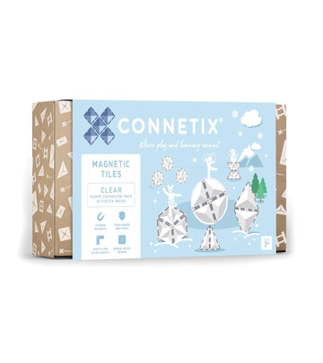 CONNETIX Magnetic Tiles Clear Shape Expansion Pack, 24 Pieces