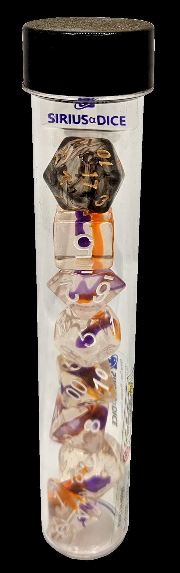 Sirius Dice SDZ000202 Translucent Purple44; Orange & Clear - Set of 7