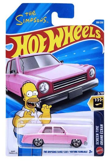 Hot Wheels The Simpsons Family Car [Pink] Screen Time 3/10, 108/250-1:64 Scale Diecast Toy Vehicle