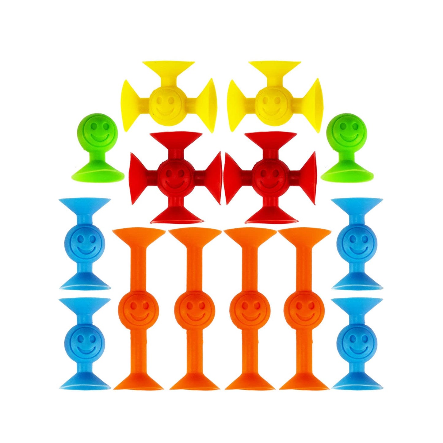 JA-RU Mini Suction Stackers (1 Pack, 14 Pieces Each) - Colorful Suction Cup Toys for Kids Ages 4-8 & Up | Suction Bath Toys | Stress Relief Fidget Toy