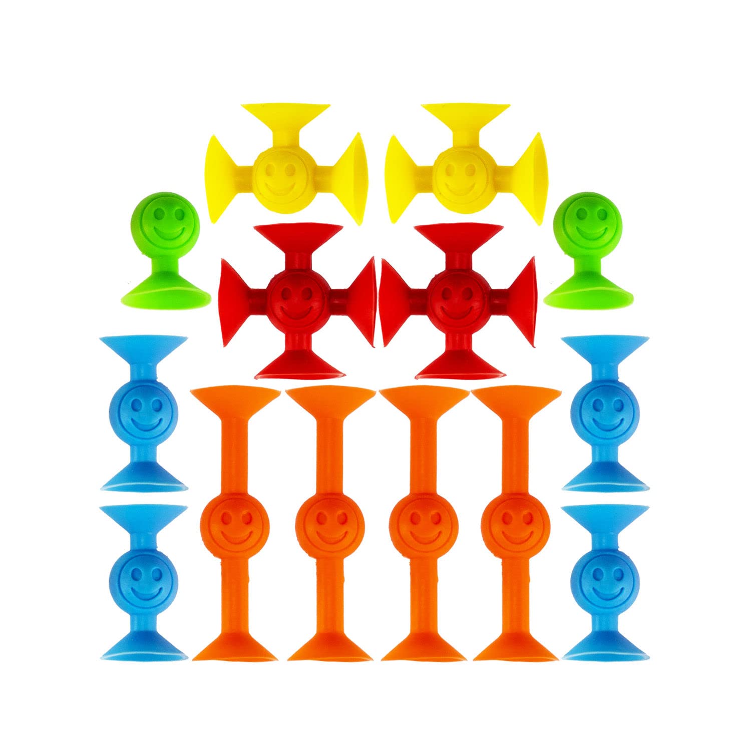 JA-RU Mini Suction Stackers (1 Pack, 14 Pieces Each) - Colorful Suction Cup Toys for Kids Ages 4-8 & Up | Suction Bath Toys | Stress Relief Fidget Toy