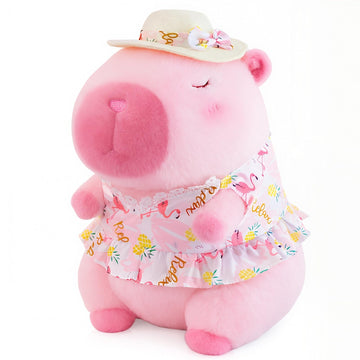 TITQWOP Pink Capybara Plush 12" Pool Party Capybara Stuffed Animal Pillows Kawaii Swimsuit Wearing Kawaii Stuffed Animal Plushie Cute Capybara Plush
