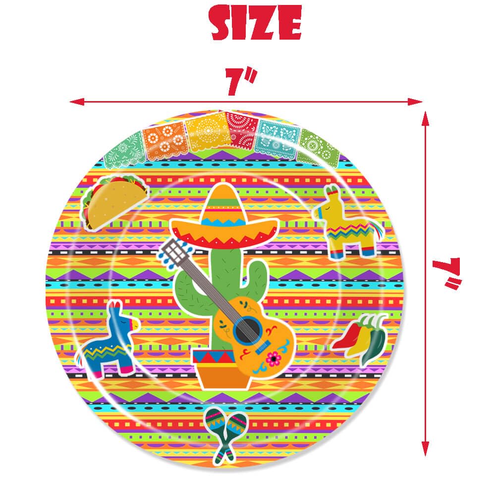 Fiesta Party Tableware Colorful Stripes Mexico Disposable Paper Plates Dinnerware for Cinco De Mayo Theme Colorful Stripes Flags Birthday Baby Shower