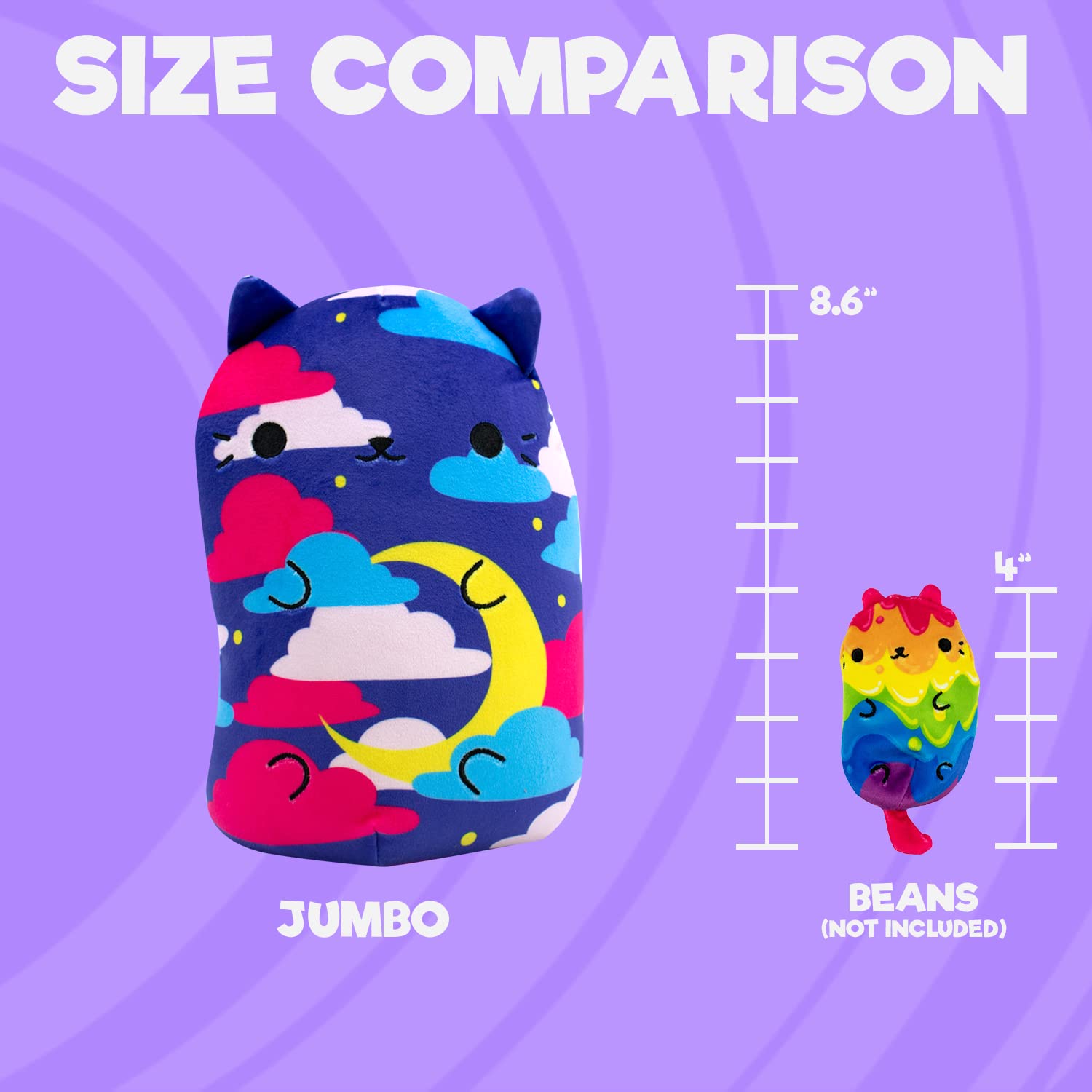 Cats vs Pickles - Jumbo - Twinkle Kitty - Super Soft and Squishy Stuffed Bean-Filled Plushies - Great for Kids, Boys, & Girls - Collect as Desk Pets