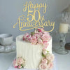 Sleyberoy golden Glitter Happy 50th Anniversary Cake Toppers -Wedding Anniversary Party Decorations, 50th Wedding Anniversary, Company Anniversary