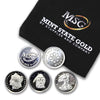 CoinFolio Five (5) One Gram .999 Fine Silver Rounds with Random Designs in a Jewelry Pouch by Mint State Gold
