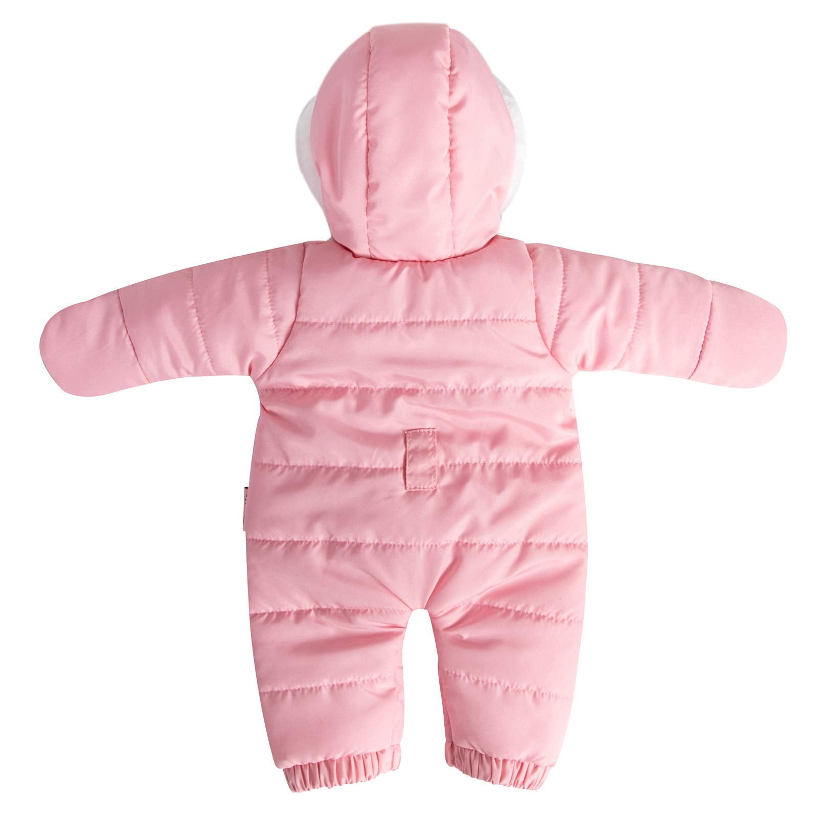 Rakki Dolli Doll Clothes Winter Romper Hooded Romper Outfit Snowsuit Warm Faux Fur Jumpsuit Fits 16" American Girl Doll (Pink Romper with Socks)