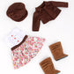 DreamWorld Collections - Urban Explorer - Clothes Fits 18 Inch Doll - Brown Motorcycle Jacket with Paperboy Hat, Dress and Boots - (Doll not Included)