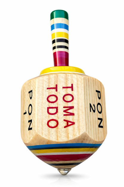 Toma Todo Pirinola - Mexican Spinning Top Drinking Game - Wooden Pirinola for Parties, Cinco de Mayo, Adult Game Night (Small)