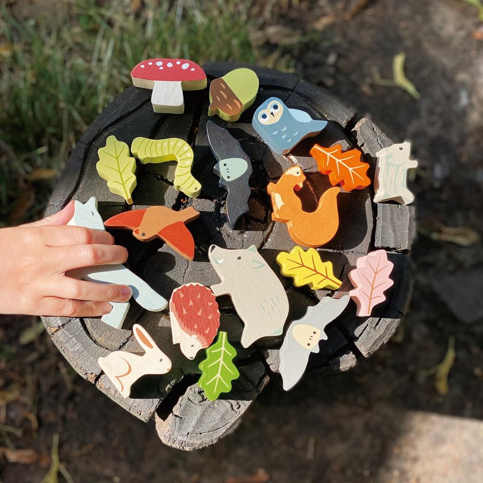Tender Leaf Toys - Stacking Forest - Wooden Animal Balancing Game for Children and Toddlers - Manual Dexterity and Cognitive Development for Ages 18