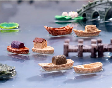 Jowxsx 8Pcs Miniature Boats Figurines Ornaments for Garden Landscape Plant Pots Decors, Dollhouse Accessories