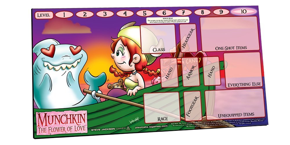 Steve Jackson Games Munchkin Playmat: The Flower of Love Score Tracker | Level Counter | Card Game Accessory for Adults Kids Family | Fantasy