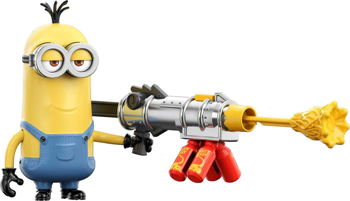 Minions: The Rise of Gru Cheese Blaster Kevin Action Figure Approx 4-in, Movie Character Toy with Blaster & Dual Button-Activated Motion, Gift for