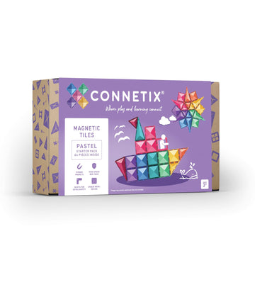 CONNETIX Magnetic Tiles Pastel Starter Pack, 64 Pieces