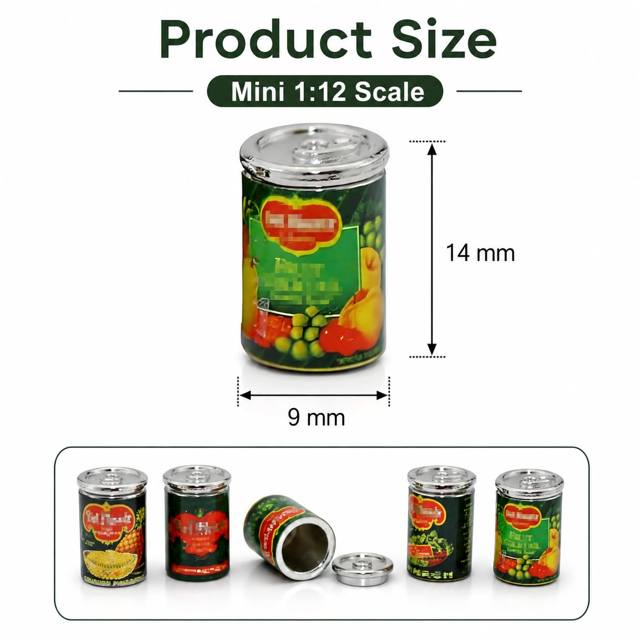 5Pcs Miniature Cans Dollhouse Kitchen Accessories, 1:12 Scale, Dollhouse Décor and Miniature Food