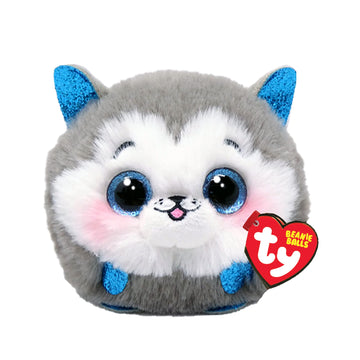 Ty Beanie Balls Slush the Husky with Glitter Blue Eyes, Soft and Round Plush Animals to Collect 8 cm T42539