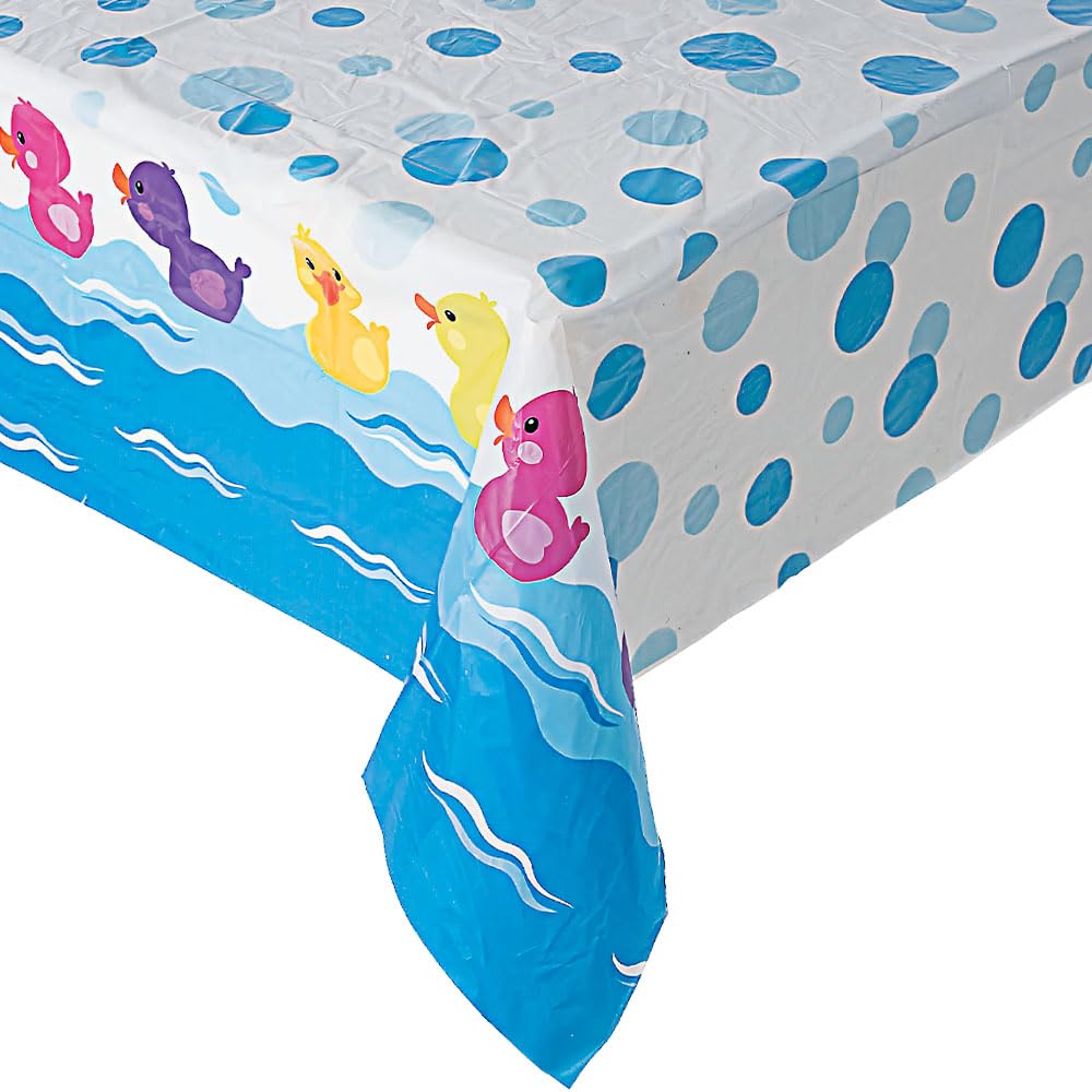 Fun Express Rubber Ducky Printed Tablecloth - Birthday Party Supplies
