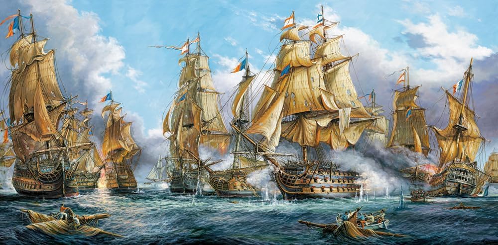 CASTORLAND 4000 Piece Jigsaw Puzzles, Naval Battle, Nautic painting, Old navy ships, Sailing ships at war, Adult Puzzle, Castorland C-400102-2