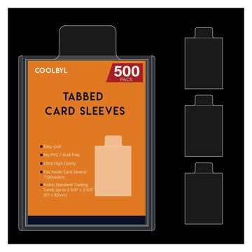 Coolbyl 500 Tabbed Card Sleeves - Easy-Pull Design for Grading Submission, Fit Card Savers & Semi-Rigid Card Holders, Clear Archival-Grade Material