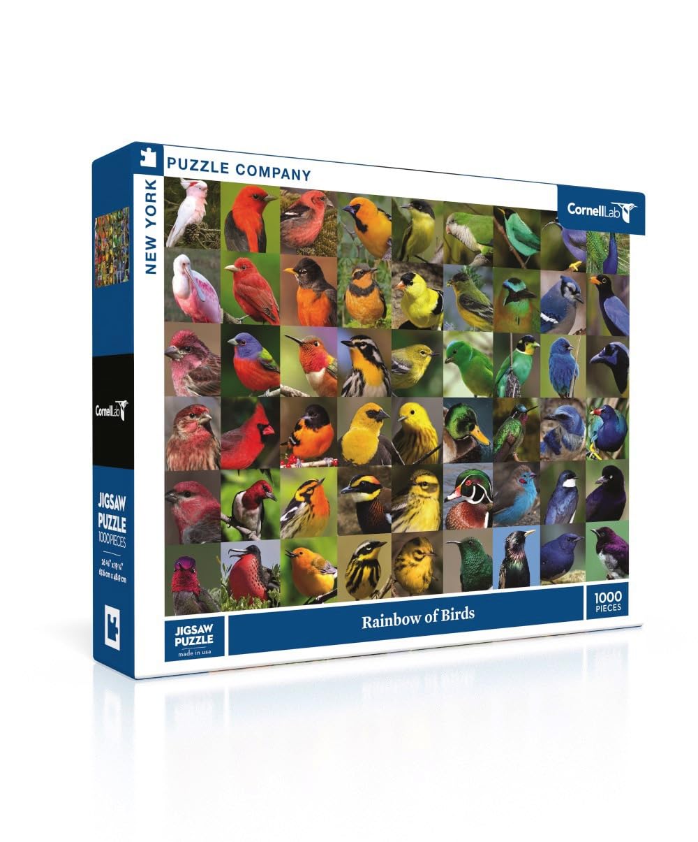 New York Puzzle Company - Cornell Lab Rainbow of Birds - 1000 Piece Jigsaw Puzzle for Adults