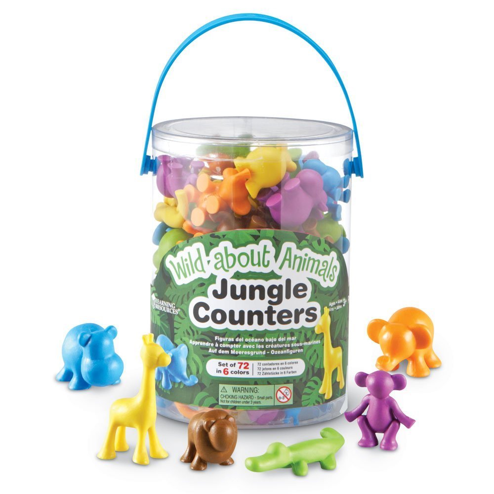 Learning Resources Wild About Animals Jungle Counters - Toddler Counting Toys, Zoo and Safari Animal Figures, Color Sorting Math Manipulatives, Fine