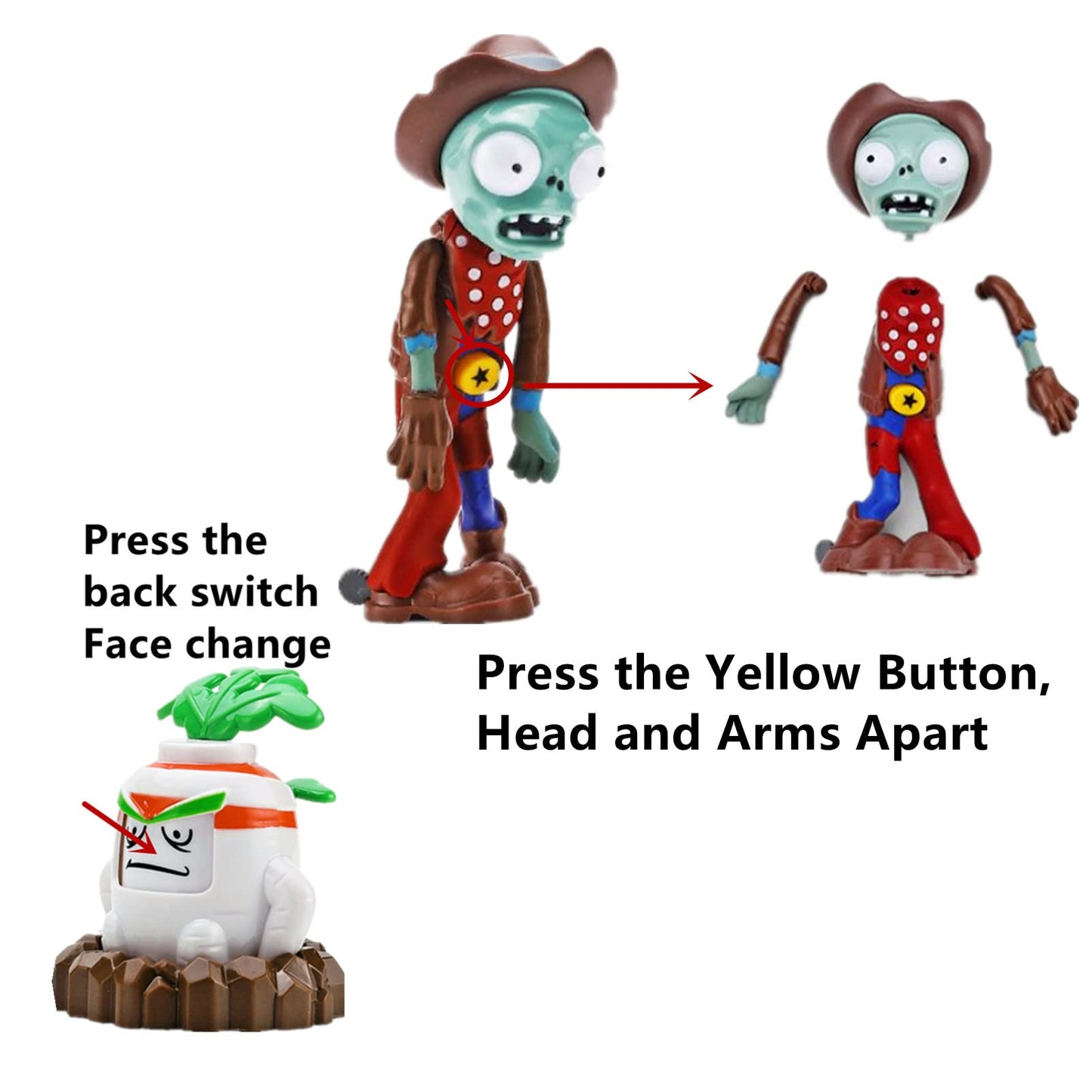 JHESAO 4 PCS Plants and Zombies Toys Action Figures Zombies PVZ Toys Sets 1 2 Series Great Gifts for Kids and Fans, Birthday and Christmas Party New