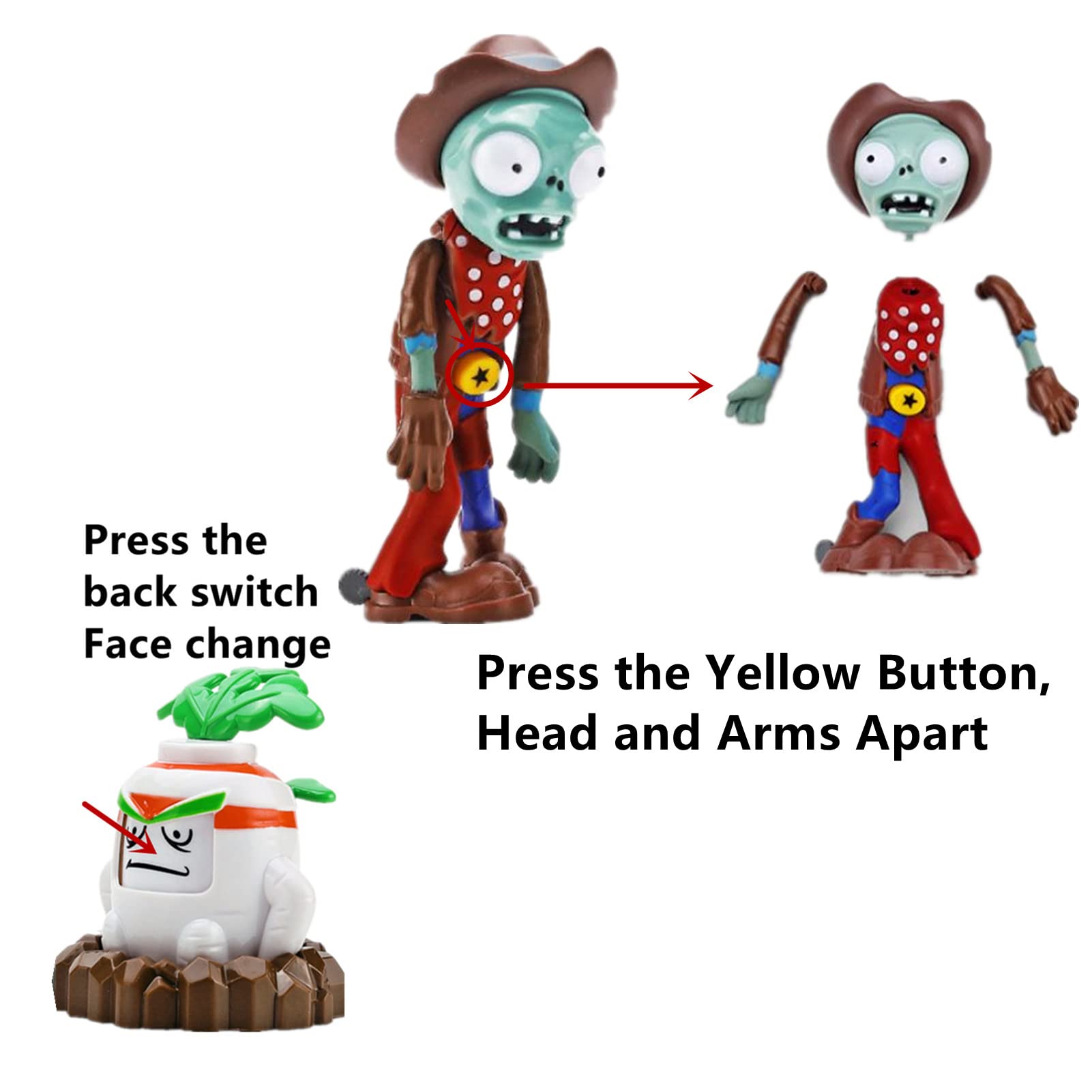 JHESAO 4 PCS Plants and Zombies Toys Action Figures Zombies PVZ Toys Sets 1 2 Series Great Gifts for Kids and Fans, Birthday and Christmas Party New