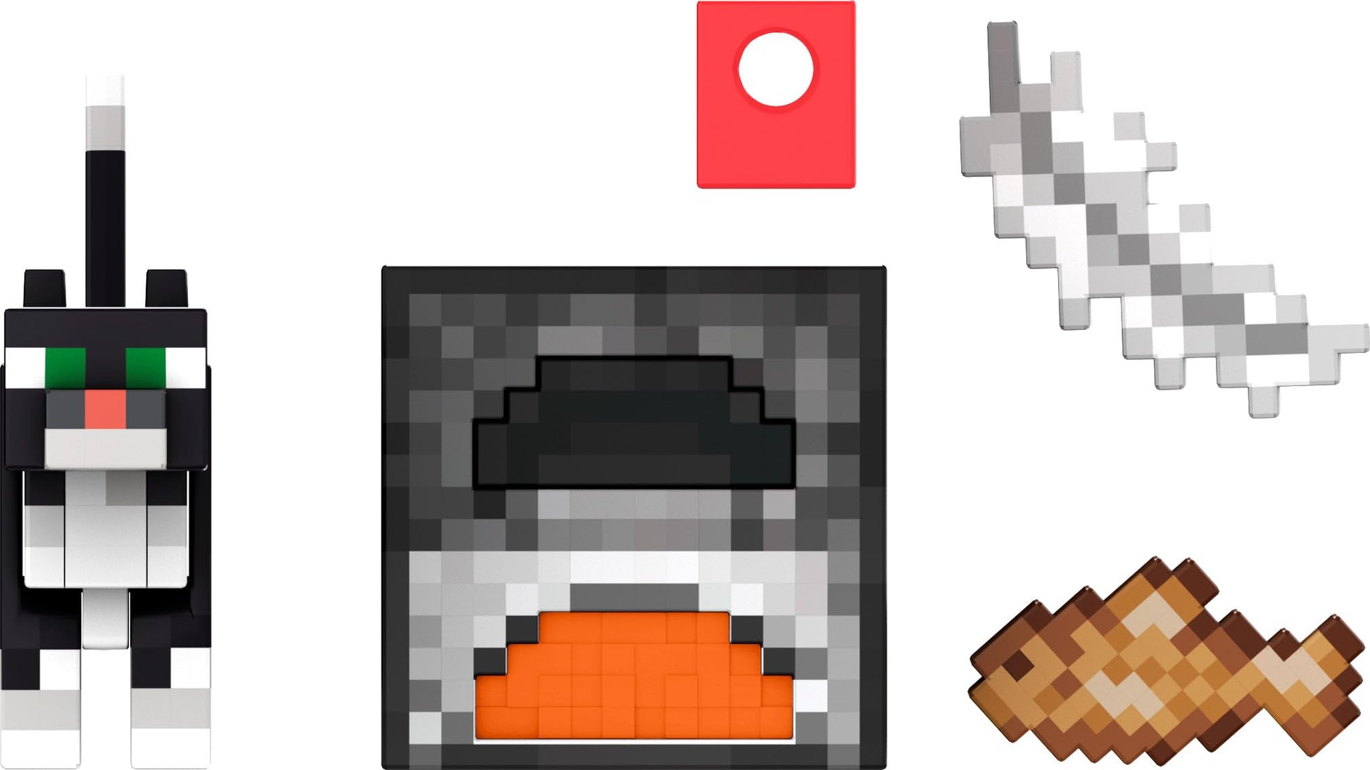 Mattel Minecraft Diamond Level Action Figure, Tuxedo Cat with 4 Accessories, 5.5-inch Collector Scale & Pixelated Design