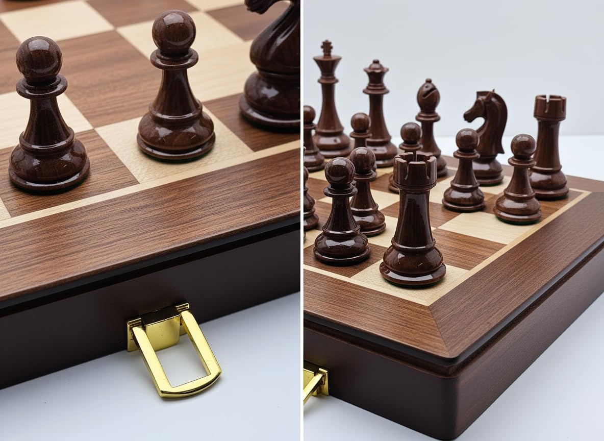 18 Inch Folding Chess Set with High Polymer Weighted Standard Chess Pieces for Family Vintage Board Games Chess Set for Adults and Kids Chess