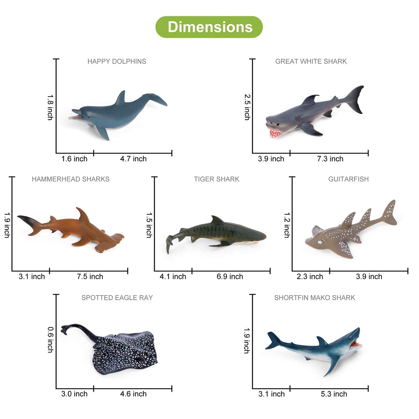 Volnau Sea Creature Toys Figures 13PCS Atlantic Ocean Shark Animals Figurines for Toddlers Kids Christmas Decoration Gift Plastic Fish Preschool Pack